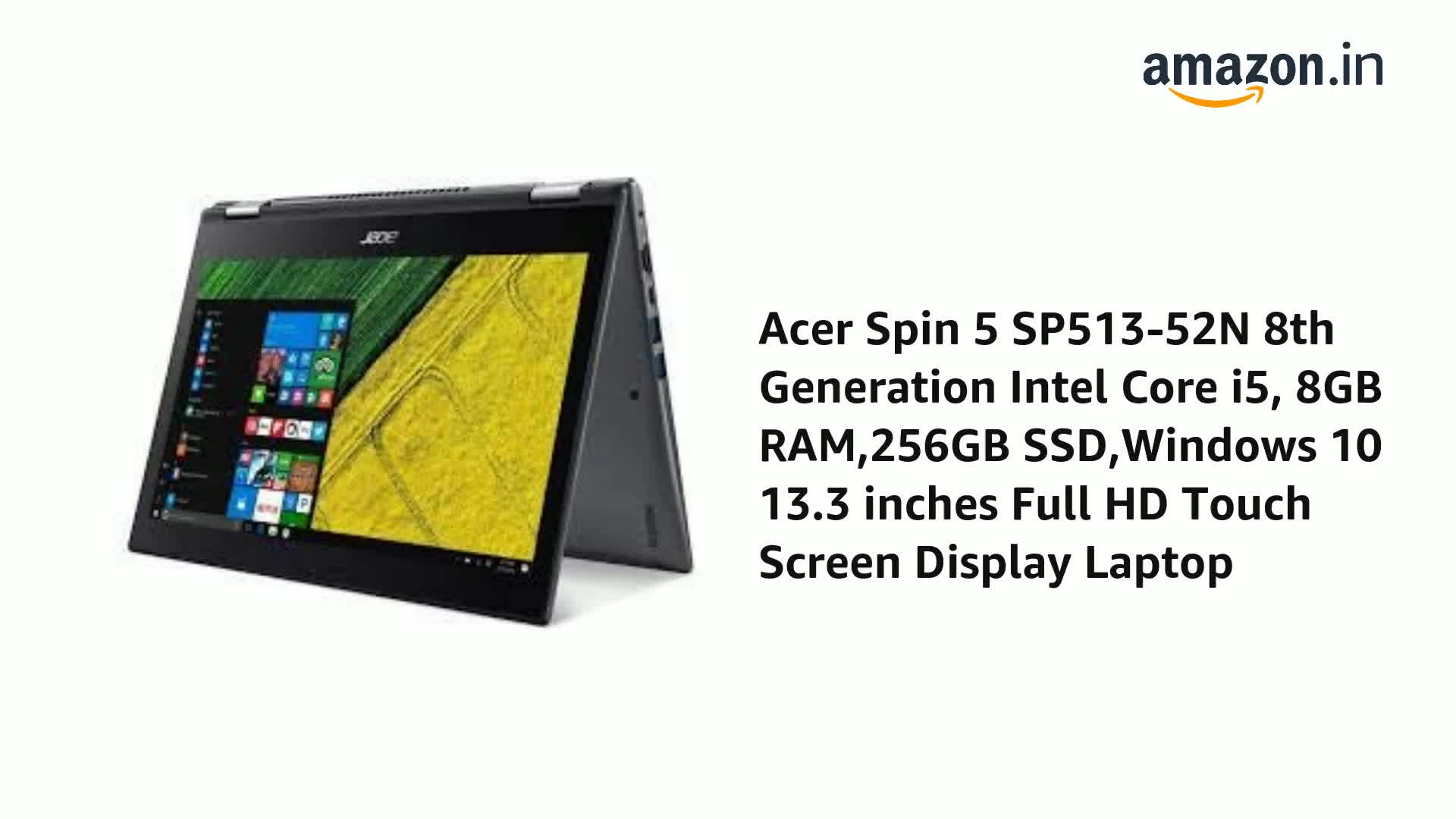 Acer Spin 5 SP513-52N 8th Generation Intel Core i5, 8GB RAM,256GB